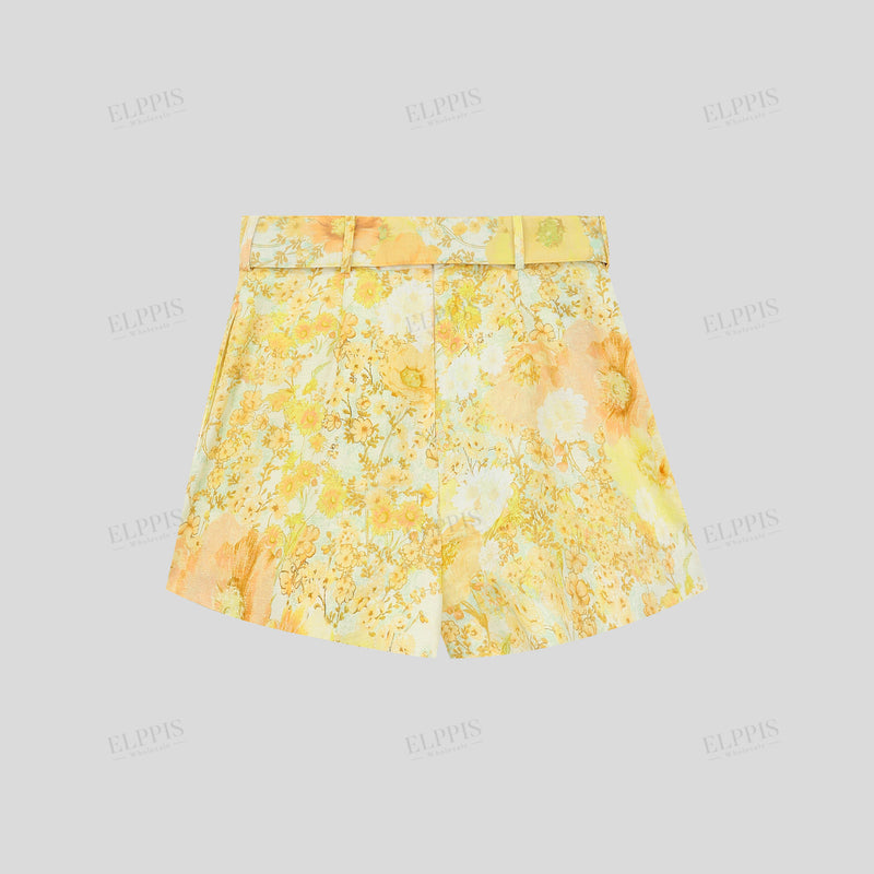 WZPA1303 Floral Prints Belted Shorts