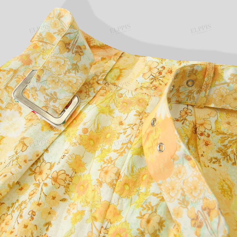 WZPA1303 Floral Prints Belted Shorts