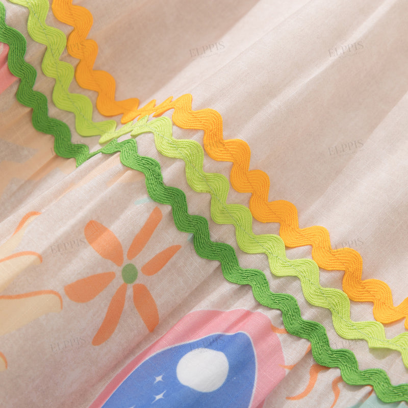 WZQA1331 Tropical Prints Long Skirt