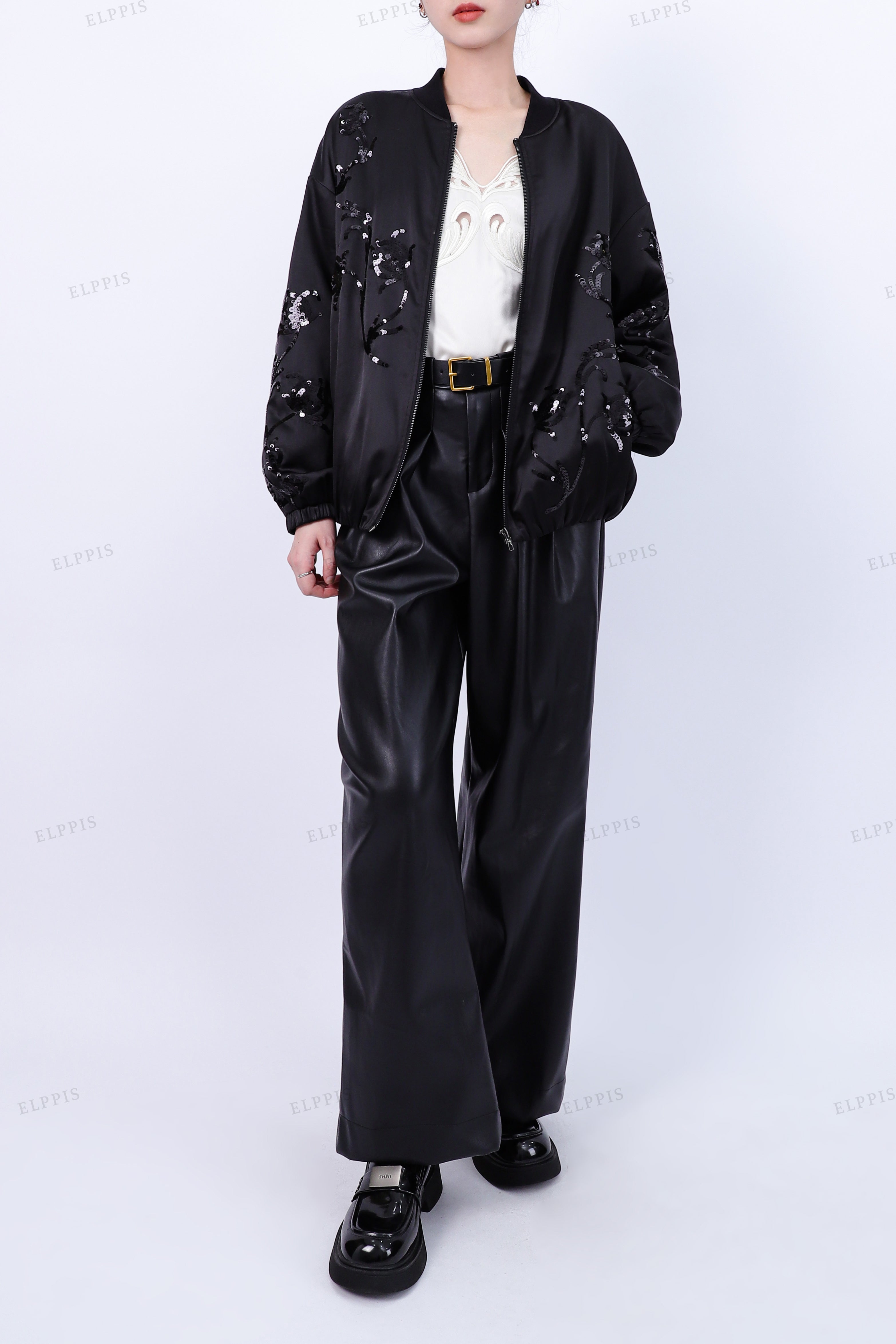 WFWJ034 Sequins Embroidery Bomber Jacket