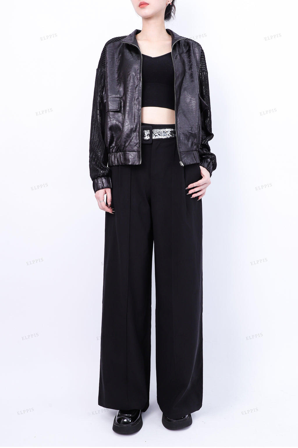 WFWJ118 Rhinestones Bomber Jacket