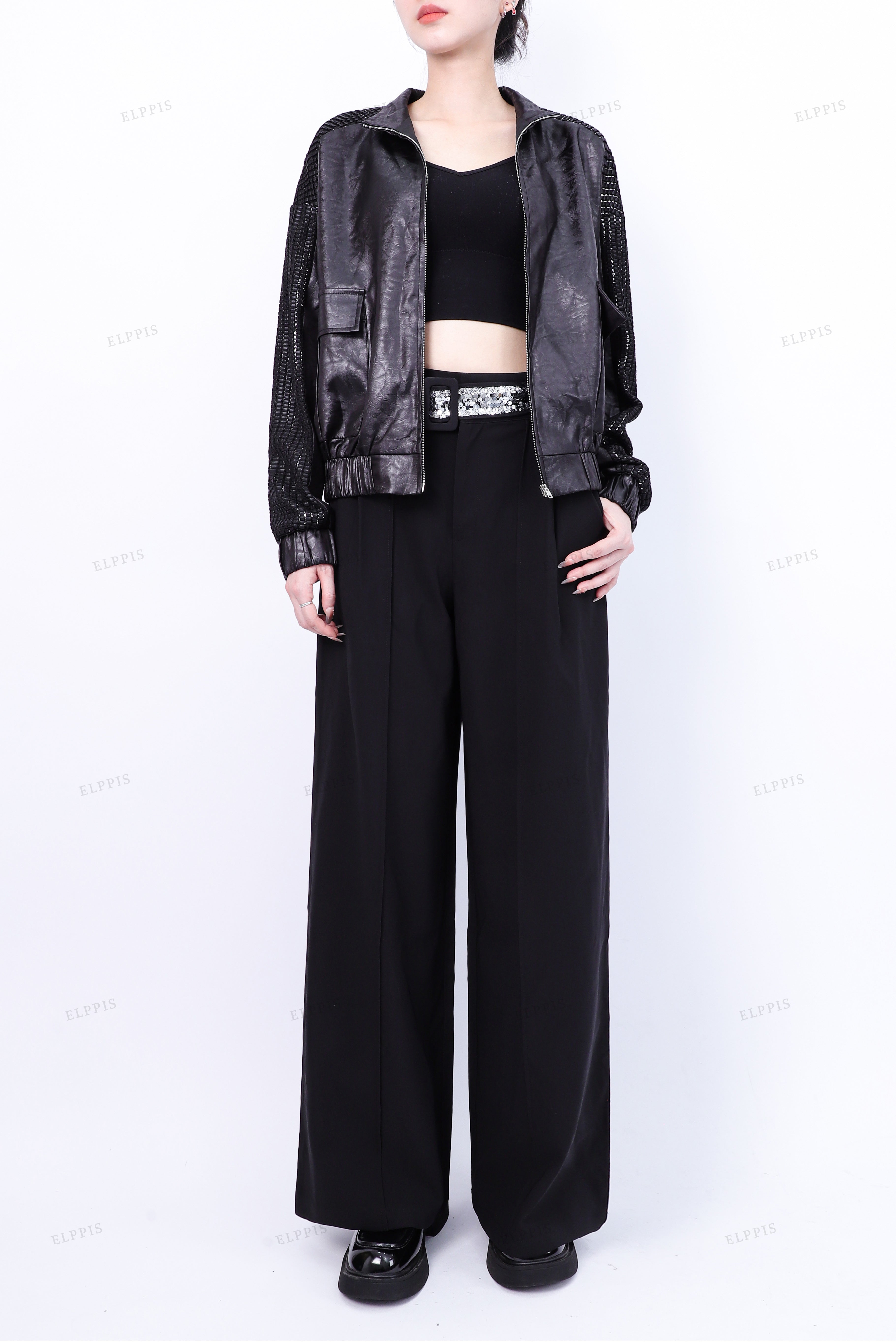 WFWJ118 Rhinestones Bomber Jacket