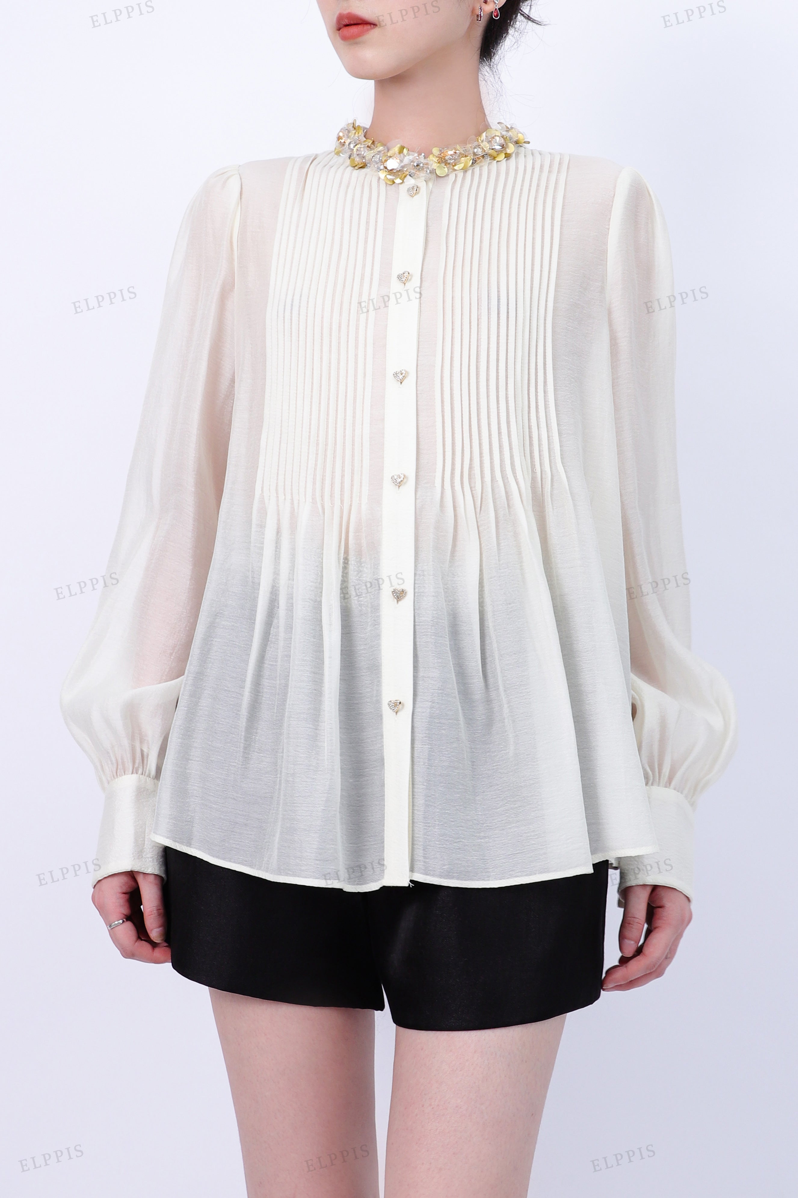 WFWT010 Sequins Collar Blouse Shirt
