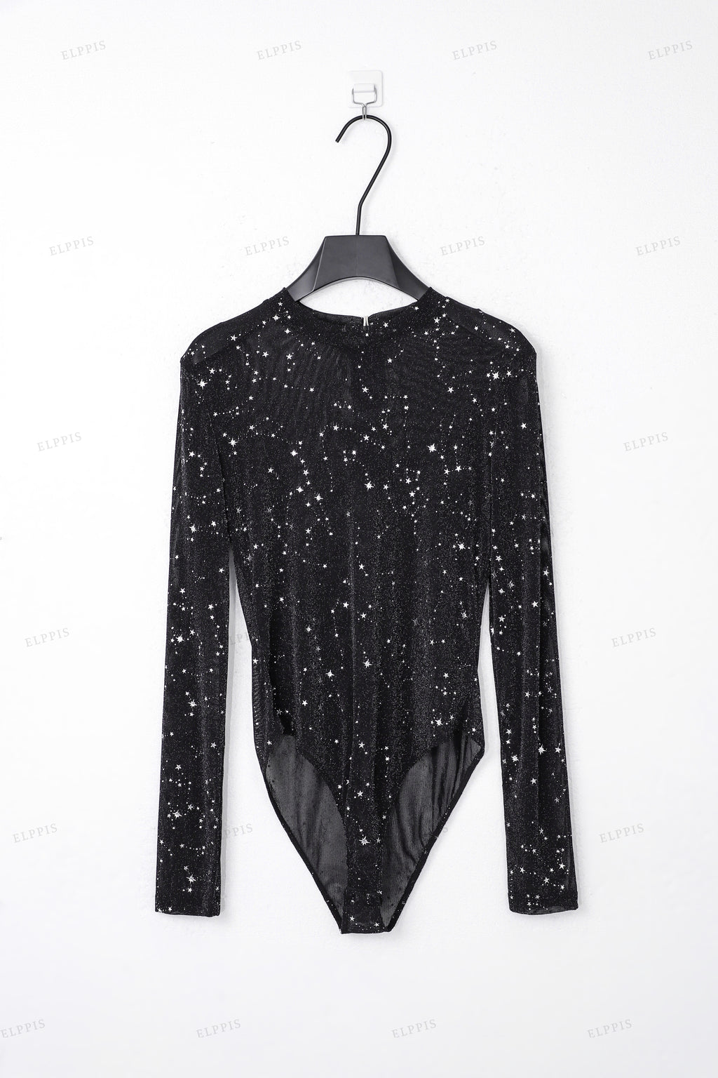 WFWT007 Stars Long Sleeve Sheer Bodysuit