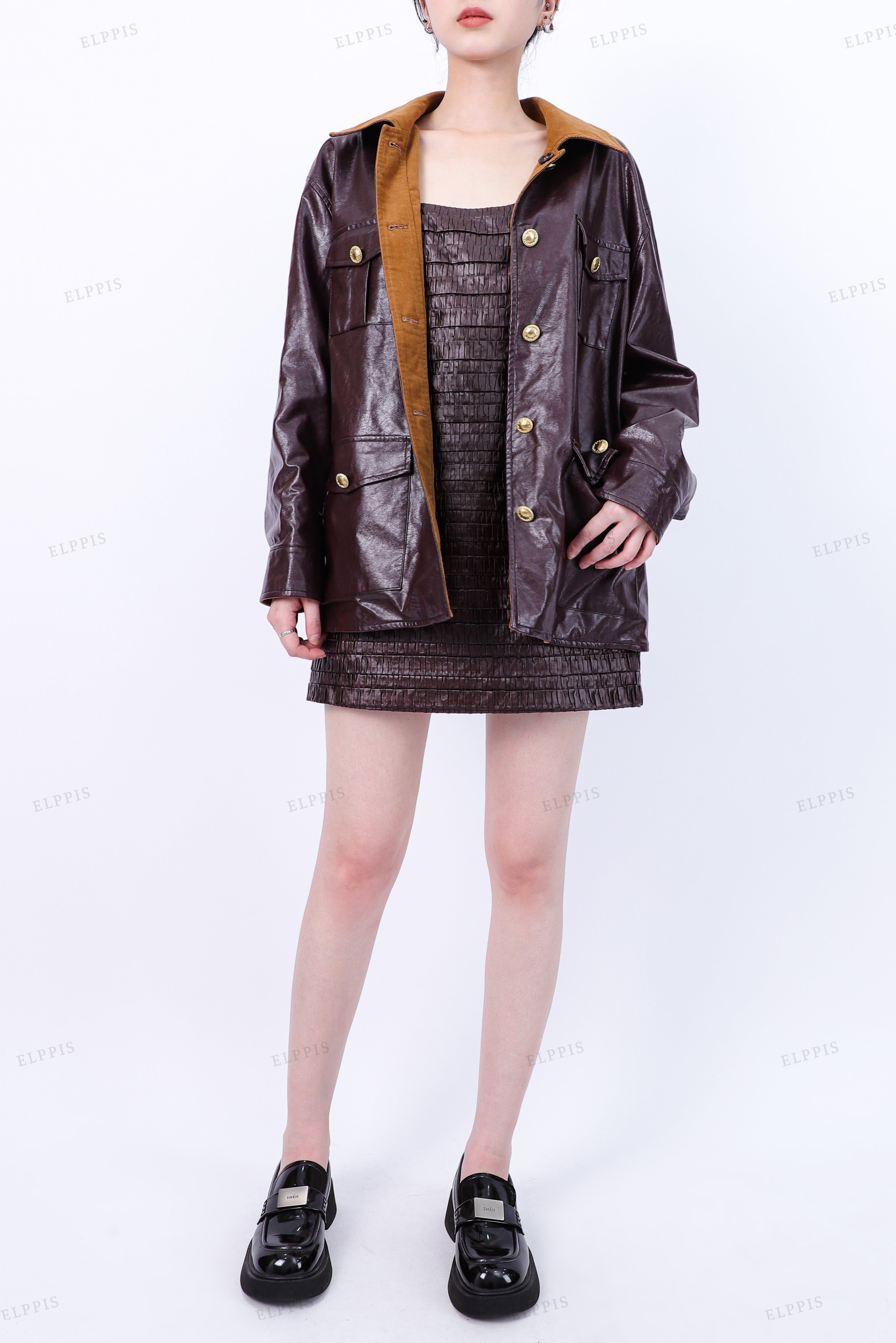 WFWJ037 Vegan Leather Jacket Coat